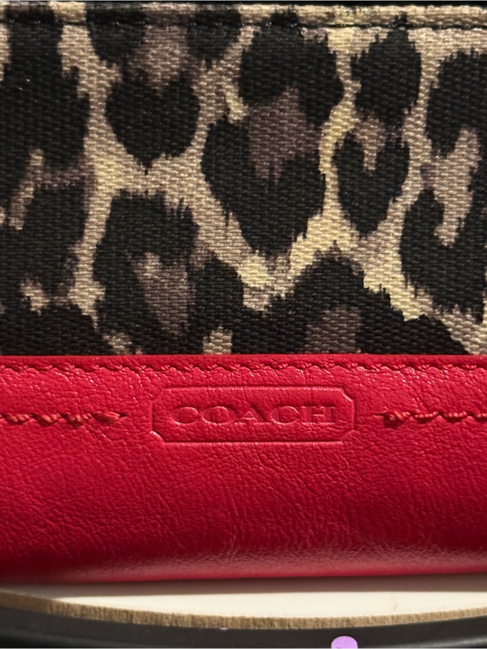 Coach Red Leather and Leopard Print Zip-Around Wallet - Picture 2 of 5